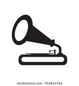 flat icon in black and white  style gramophone 
