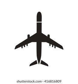 flat icon in black and white  style travel airplane 