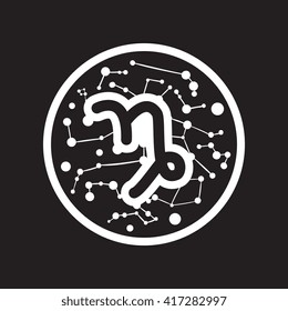 flat icon in black and white  style Zodiac signs Capricorn 