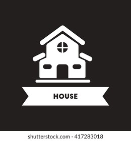 flat icon in black and white  style building house 