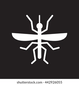 flat icon in black and white  style flying beetle 