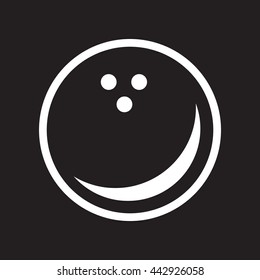 flat icon in black and white  style bowling ball 