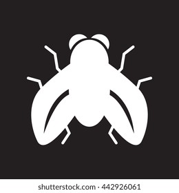 flat icon in black and white  style fly insect  