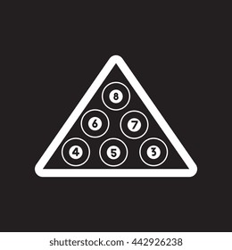 flat icon in black and white  style Billiard balls triangle