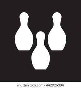 flat icon in black and white  style bowling skittles  