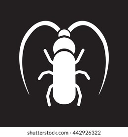 flat icon in black and white  style beetle barbel  