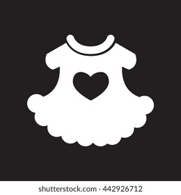 flat icon in black and white  style child dress. baby girls clothes