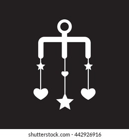 flat icon in black and white  style babies Bed carousel