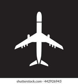 flat icon in black and white  style travel airplane 
