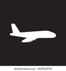 flat icon in black and white  style travel airplane 