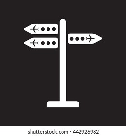 flat icon in black and white  style airport signage  