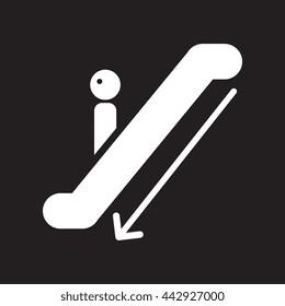 flat icon in black and white  style escalator down 