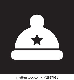flat icon in black and white  style hat