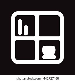 flat icon in black and white  style shelf 