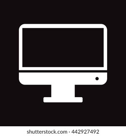 flat icon in black and white  style monitor 
