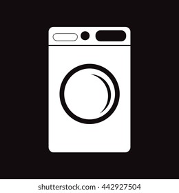 flat icon in black and white  style washing machine 