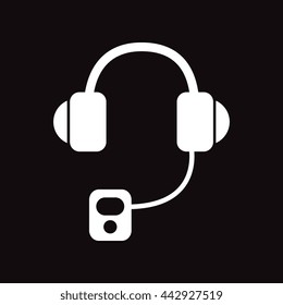 flat icon in black and white  style headphones Player 