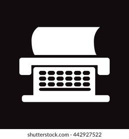 flat icon in black and white  style typewriter 