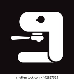 flat icon in black and white  style coffee maker 