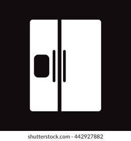 flat icon in black and white  style refrigerator 