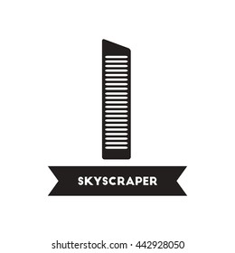 flat icon in black and white  style building skyscraper  