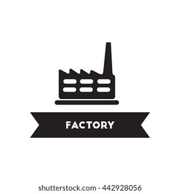 flat icon in black and white  style building factory  