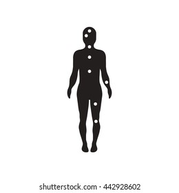 flat icon in black and white  style Ebola symptoms pain rash