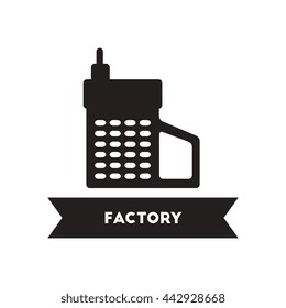 flat icon in black and white  style building factory  