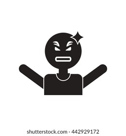 flat icon in black and white  style man headache 
