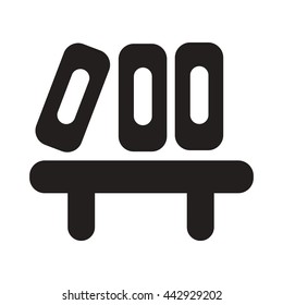 flat icon in black and white  style folders on shelf