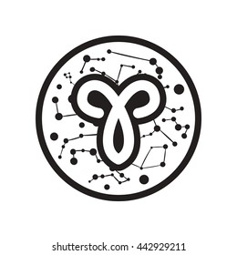 flat icon in black and white  style Zodiac sign Aries 