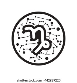 flat icon in black and white  style Zodiac signs Capricorn 