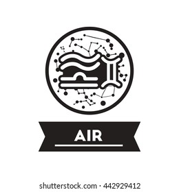 flat icon in black and white  style air sign zodiac