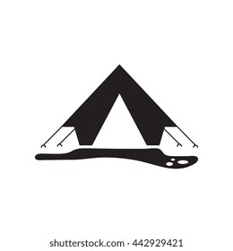 flat icon in black and white  style camp tourist tent 