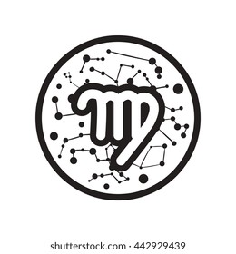flat icon in black and white  style Zodiac signs Virgo  