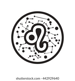 flat icon in black and white  style Zodiac sign Leo 