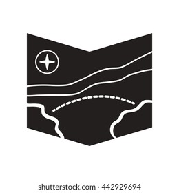 flat icon in black and white  style tourist map 