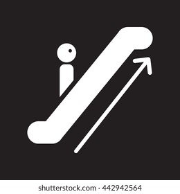 flat icon in black and white  style escalator up 
