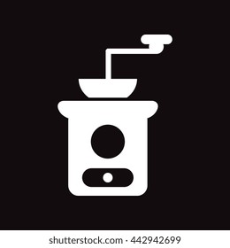 flat icon in black and white  style coffee mill 