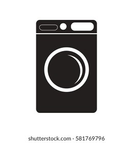 flat icon in black and white  style washing machine 