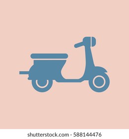 flat icon in black and white style retro motorbike