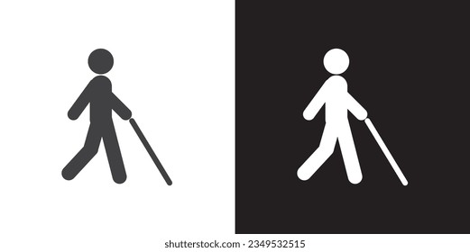 Flat icon of blind, Priority Symbols for Disabled Passenger, Human mobility vector signs.