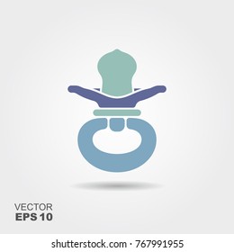 Flat icon. Blue baby pacifier for girl