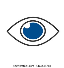 Flat icon blue eye isolated on white background. Vector illustration.