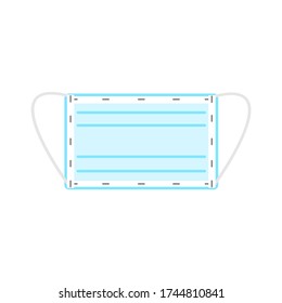 Flat icon blue medical face mask used to prevent spread disease outbreaks covid-19 from coughing or sneezing with dust in the air and germs vector.