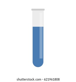 Flat icon blue test tube. Vector illustration.