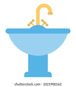 
Flat icon of a blue washing sink
