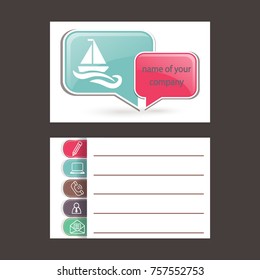 Flat icon. The boat floats on the waves. Sailing ship on the water.