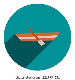 flat icon of boat with paddle. blue icon in flat style of abstract boat with paddle. real estate icon. for web browser.