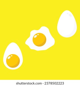 Flat icon boiled eggs solated on yellow background. Vector illustration.